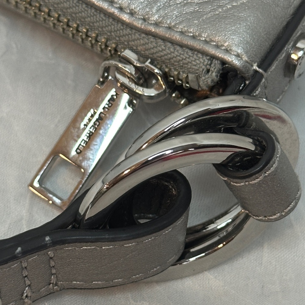 Karl Lagerfeld Metallic Silver Crossbody Bag - Picture 3 of 11